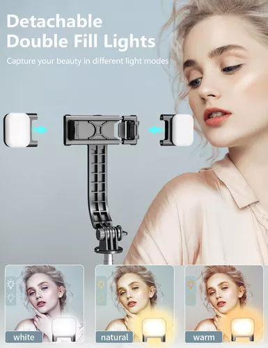 Palo selfie con luz, trípode para selfie stick de 45 pulgadas con control  remoto inalámbrico, trípode portátil para teléfono compatible con iPhone 15