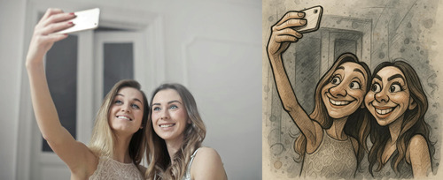 Ilustración Digital Personalizada Caricatura Sketch 2 Person