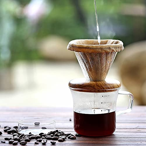 Glass Pour Over Coffee Maker Set, Glass Cone Dripper, R...