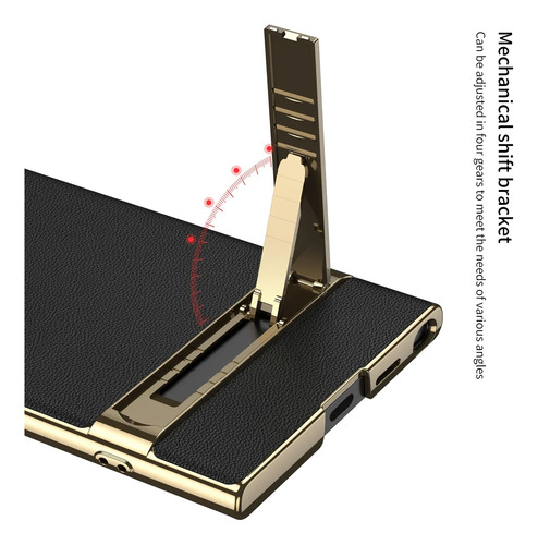 Para Samsung Galaxy S25 Ultra S24ultra Funda De Lujo Galvanizada Con Borde Dorado Soporte De Cuero Liso Accesorios De