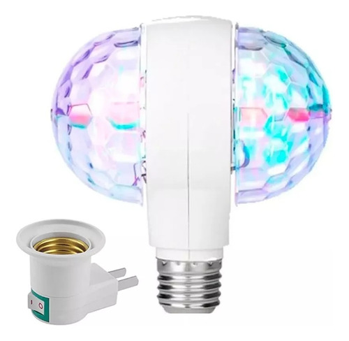 Lampara Led Giratoria Doble Multicolor Boliche + Adaptador 