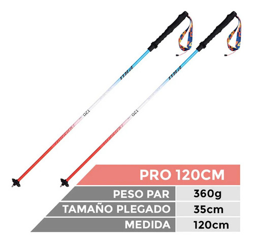 Bastones Aluminio Plegables Trekking Senderismo 2pcs Aonijie Azul-rojo/120cm