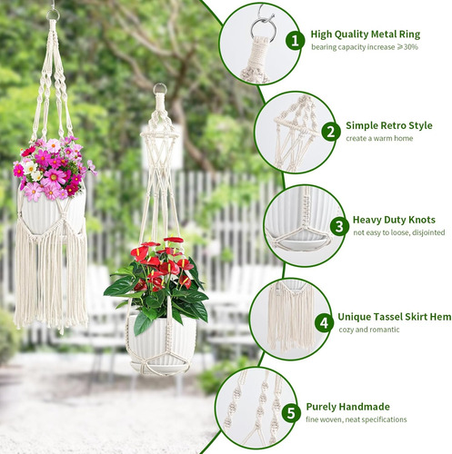 Colgadores De Macrame Para Plantas, Paquete De 6 Macetas ...