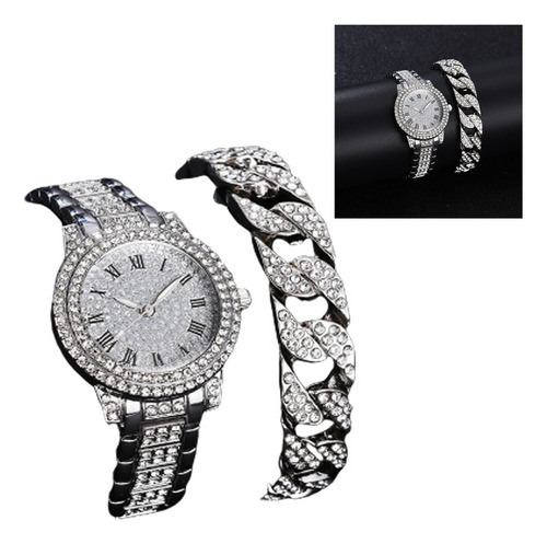 Reloj De Pulsera Con Diamantes De Imitación Totalmente Incru