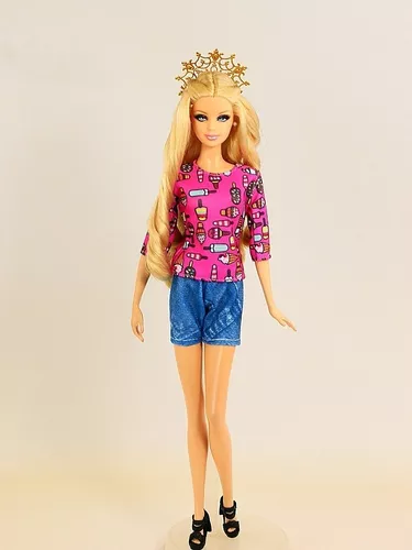 Roupa Para Boneca Barbie + 2 Sapatos Fashion Chic Luxo 06f