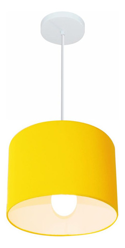 Lustre Pendente 4054 Cúpula Tecido Ø30x21 Amarelo