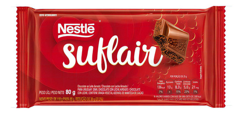 Chocolate ao Leite Aerado Suflair Nestlé  chocolate ao leite caixa 80 g pacote x 16