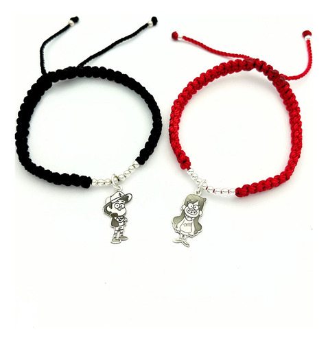 Pulseras Ajustables Dipper Mabel Gravity Falls Plata Sw925