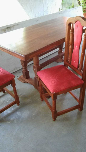 Imagen 3 de 8 de Mesa Algarrobo 2m + 8 Sillas Tapizadas