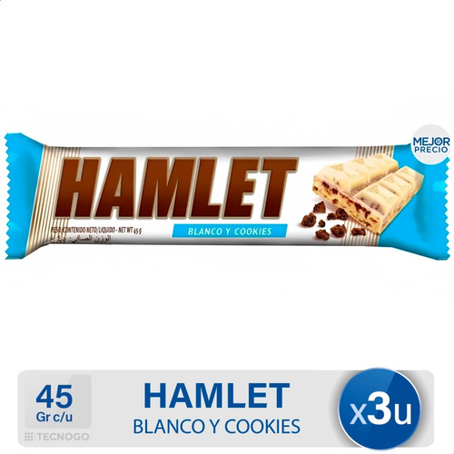 Chocolate Hamlet Blanco Y Cookies Dulce - Pack X3 