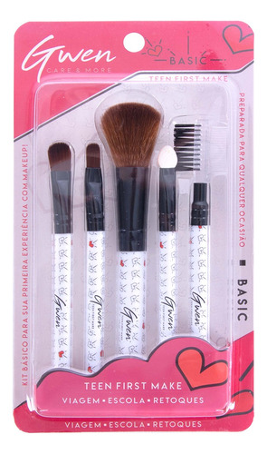 Kit De Pincéis Para Maquiagem Kit Make Up Básico 5 Pincéis Cor Branco