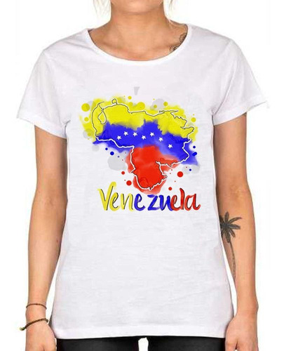 Remera De Mujer Mapa De Venezuela Bandera Color