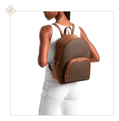 Bag Pack De Piell Mk 35s2g8tb7b Jaycee Grande Marrón Marrón Lisa Níquel Marrón