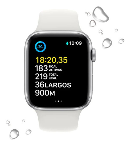 Imagen 4 de 10 de Apple Watch Se (2da Gen) (gps) Aluminio Plata De 44 Mm Color de la correa Correa Deportiva Blanca Color del bisel Plateado
