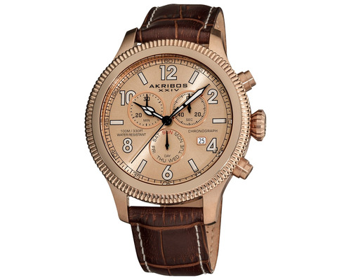 Reloj Akribos Xxiv Para Hombre Ak575br Pulso En Cuero Color