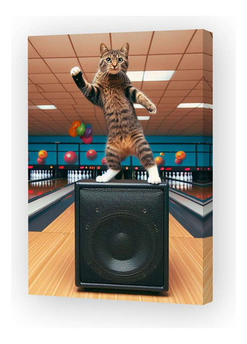 Cuadro 16x24cm Gato Bailando En Un Parlante Parranda