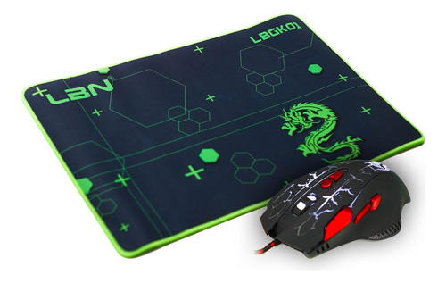Kit Mouse Gamer Lbn + Mouse Pad 440x300x3mm Lbgk01