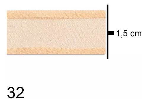 Fita Voal Najar Com Cetim 15mm Rolo Com 10mts 6950 Cor 032- Salmão