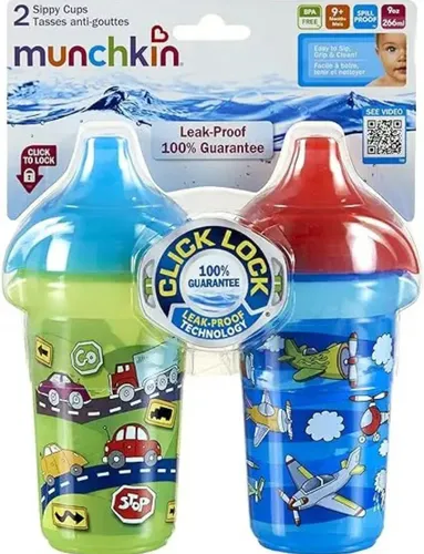 Vaso Aprendizaje Con Válvula Antivuelco X2 266ml Munchkin Azul Transportes