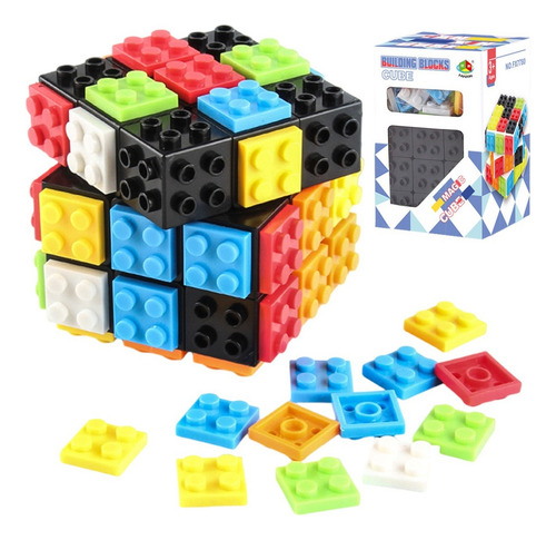 Cubo Rubik 3x3 Con Bloques Lego Juego 2 En 1 Profesional Colores