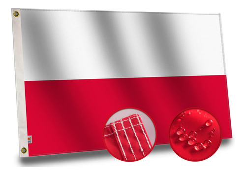 Bandera De Polonia Premium De Doble Cara De 3 X 5 Pies, Nail