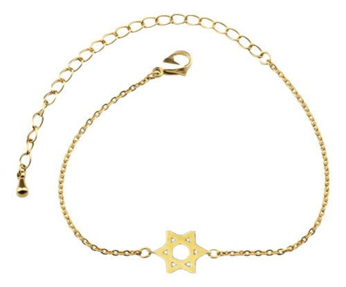 Tobillera Pulsera Estrella De David Doble Uso Dorada