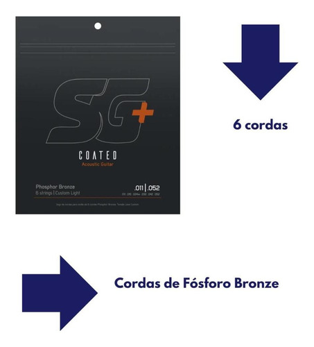 Jogo Cordas P/violao 011 Bronze Fosforo 011 - 052 Sg+ 6691c