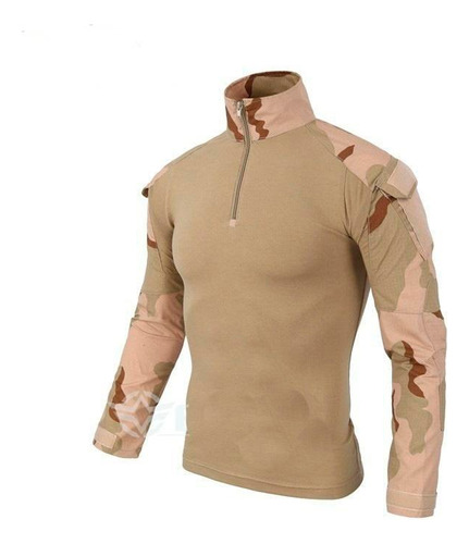 Camisa Táctica Militar Marron Claro Estampado Guerrera Esdy