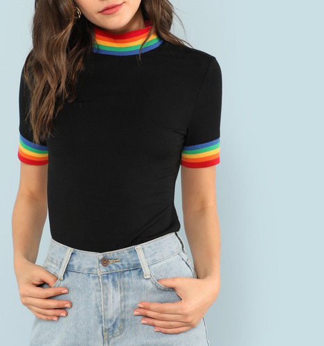 Blusa Negra Arcoiris