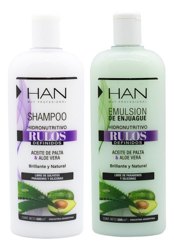 Han Rulos Definidos Shampoo + Enjuague Nutritivo 500ml Local