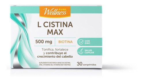Suplemento Pure Wellness L-cistina Max 500 Mg Biotina 30 U