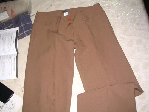 Pantalon  Vestir Beige Zenova 42 Botamanga Tiro Medio Impeca