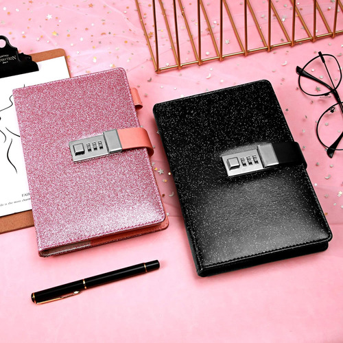 Cagie Sparkly Diary With Lock , Lockable Secrets Journal,...