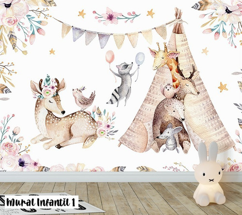 Imagen 3 de 8 de Vinilos Mural Infantil Animales Deco Gigantografia