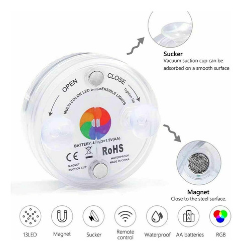 . Ip68 Impermeable Piscina Lámpara Led Funciona Con Batería