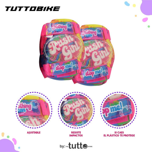 Combo Casco Y Rodilleras Infantil Rush Girl