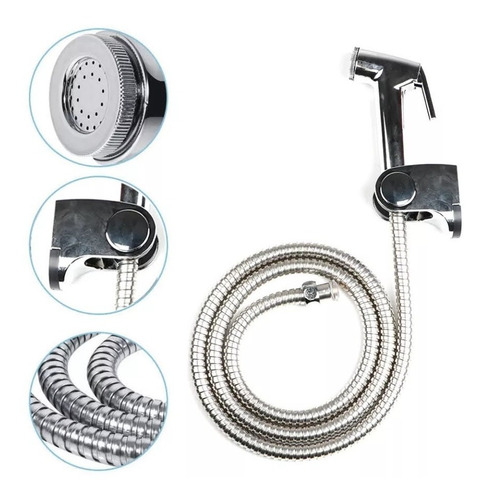 Imagen 10 de 10 de Ducha Bidet Arabe Soporte + Manguera Flexible Wc Baño