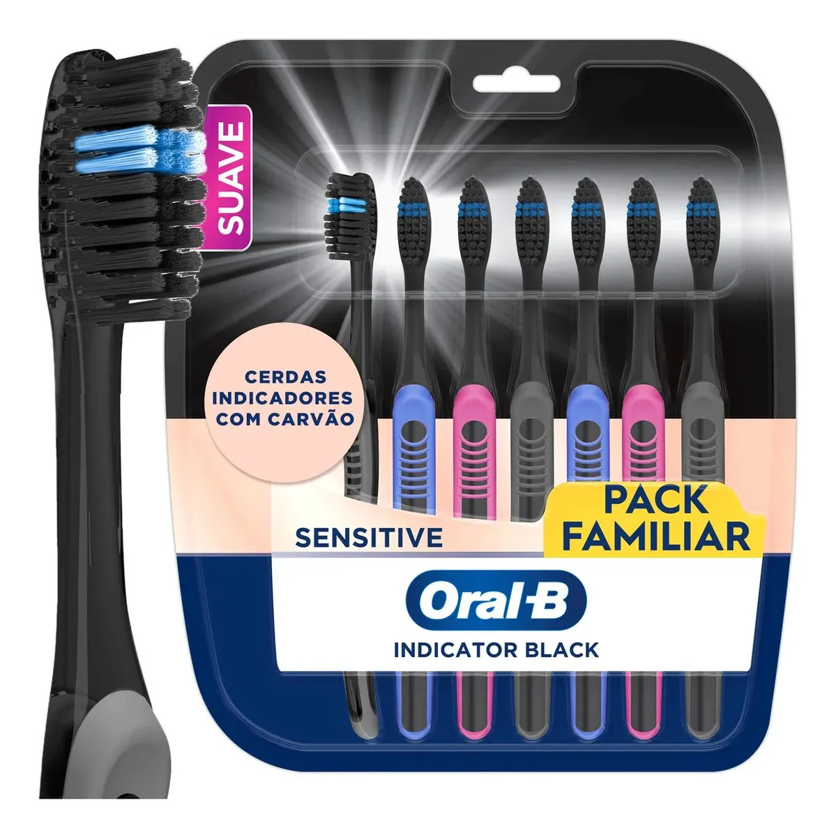 Escova de Dente Oral-B Indicador Black Extra Macia, 7 Unidades