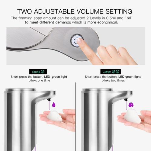 Dispenser Jabon Liquido Espuma Detergente Sensor Acero