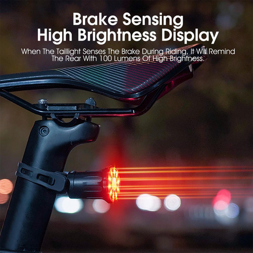 - Luz Led Trasera Para Bicicleta Con Sensor De Freno