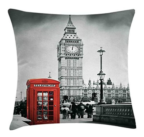 Ambesonne London Throw Pillow Funda De Cojín, Famosa Cabina 