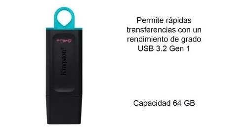 Pendrive Kingston Datatraveler Exodia Dtx/64 64gb 3.2 Gen Color Negro