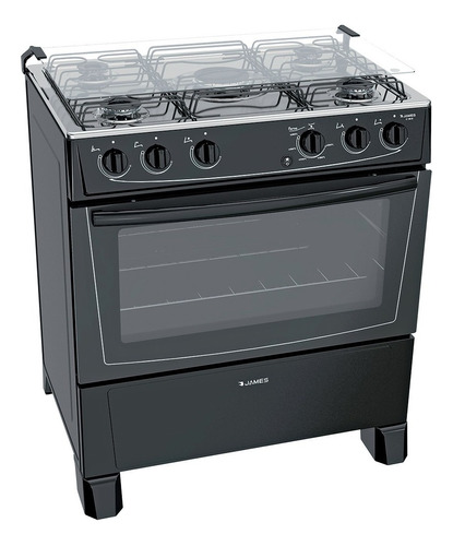 Cocina James C 150 B a gas/eléctrica 5 hornallas  negra 220V puerta con visor