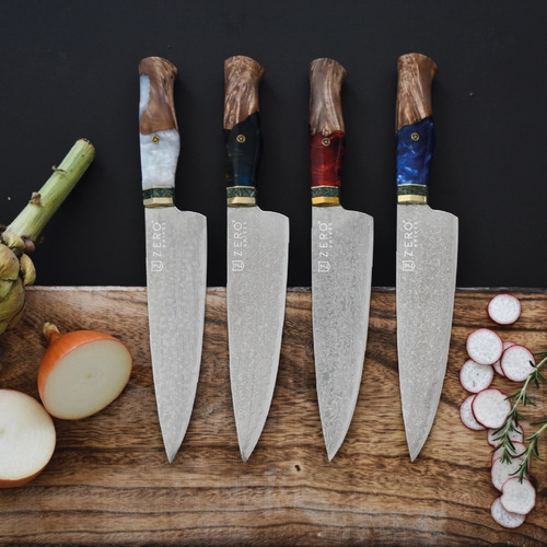 Imagen 5 de 6 de Cuchillo Acero Damasco 7,6'' - Zero Knives - Vg 10 Pro