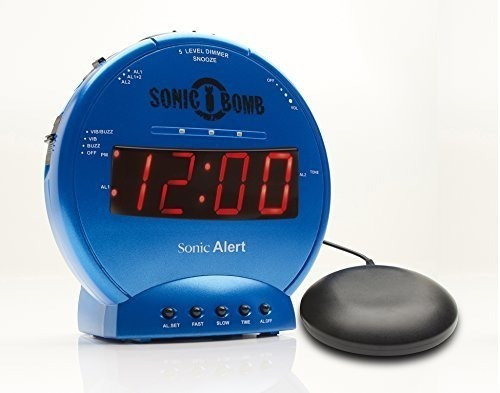 Reloj Despertador Doble Bomba Sonica Con Agitador De Cama,