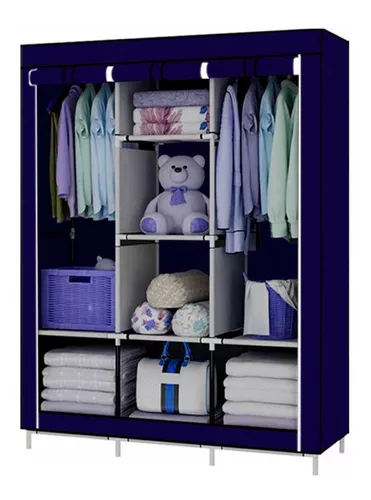 Ropero Armario Closet Perchero Organizador Ropa 2 Cuerpos Negro