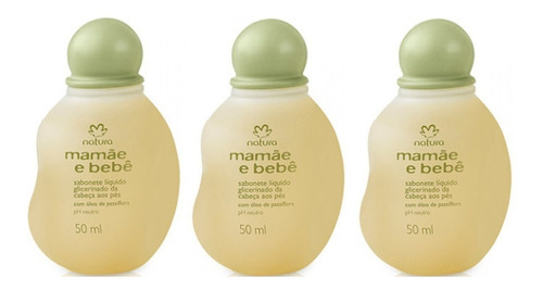 Natura Mamae E Bebe Kit 3x Sabonete Liquido Glicerinado 50ml