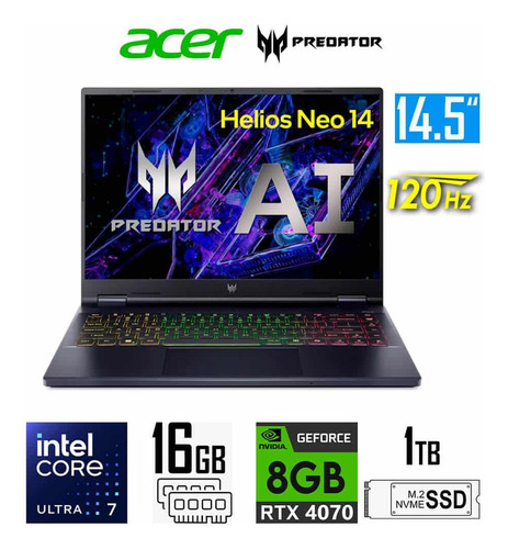 Acer Helios Neo 14 120hz 14.5 2560x1600 U716gb 1tbssd 16nuc