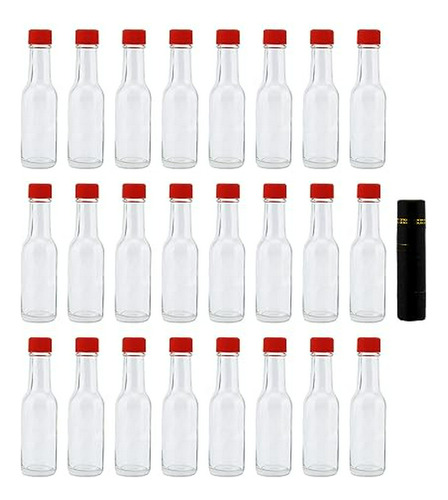 Mini Botellas De Salsa Picante (24-pack) Con Tapas Rojas Y G