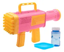 Comprar Pistola De Burbujas Bazooka + Líquido Burbujas Y Recipiente Color Rosa